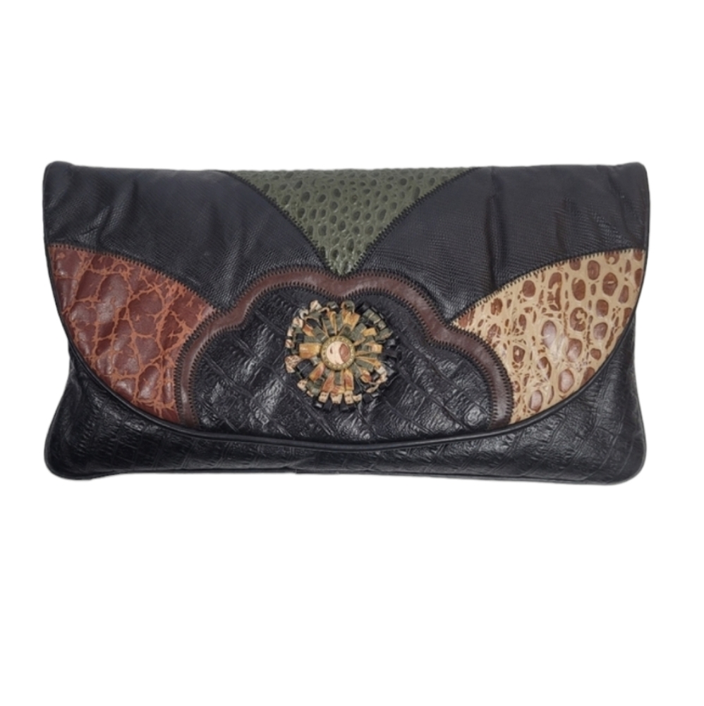 Reem Genuine Leather Patchwork Purse w/strap